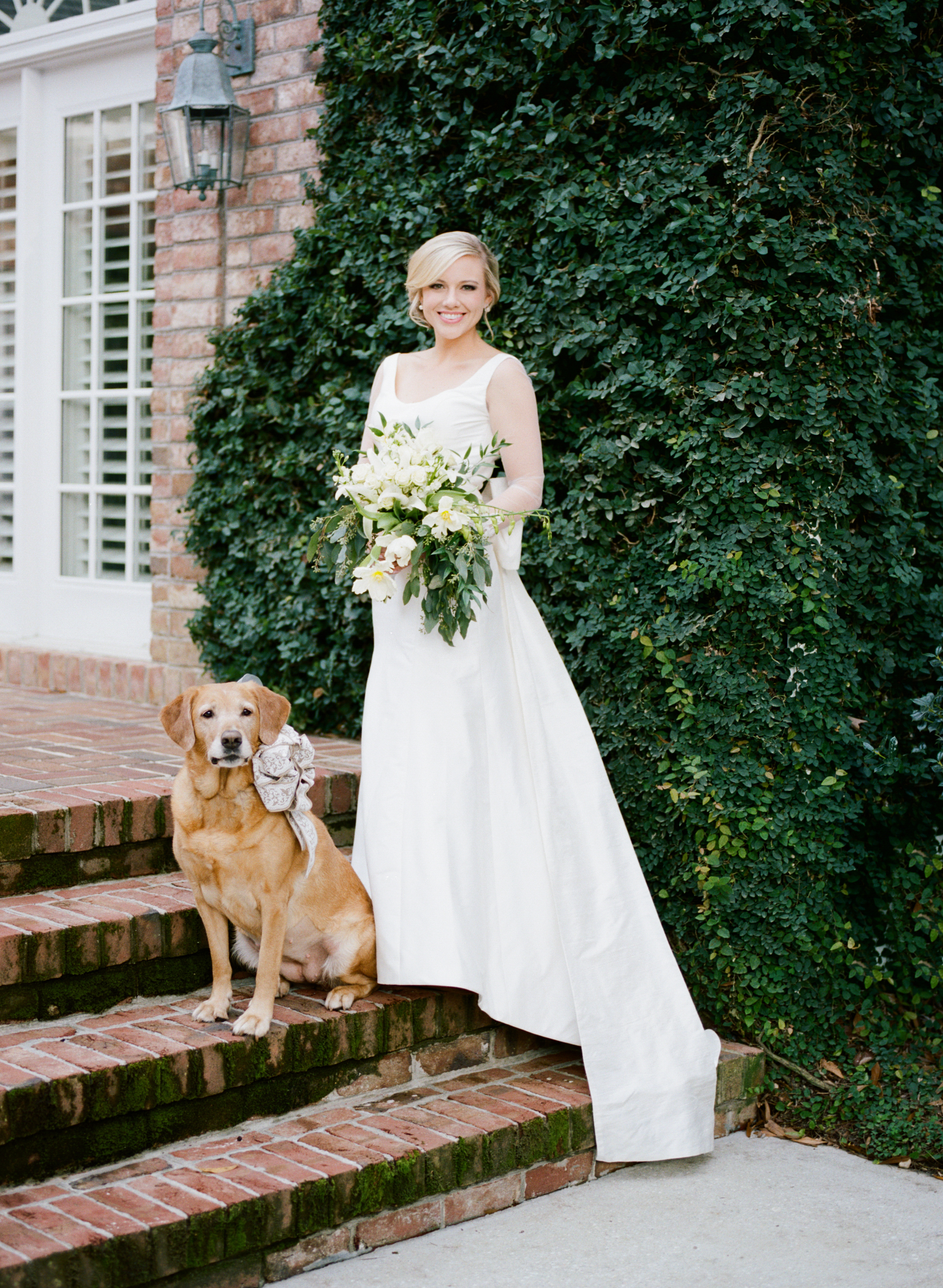 southern wedding traditions bride with dog photo
