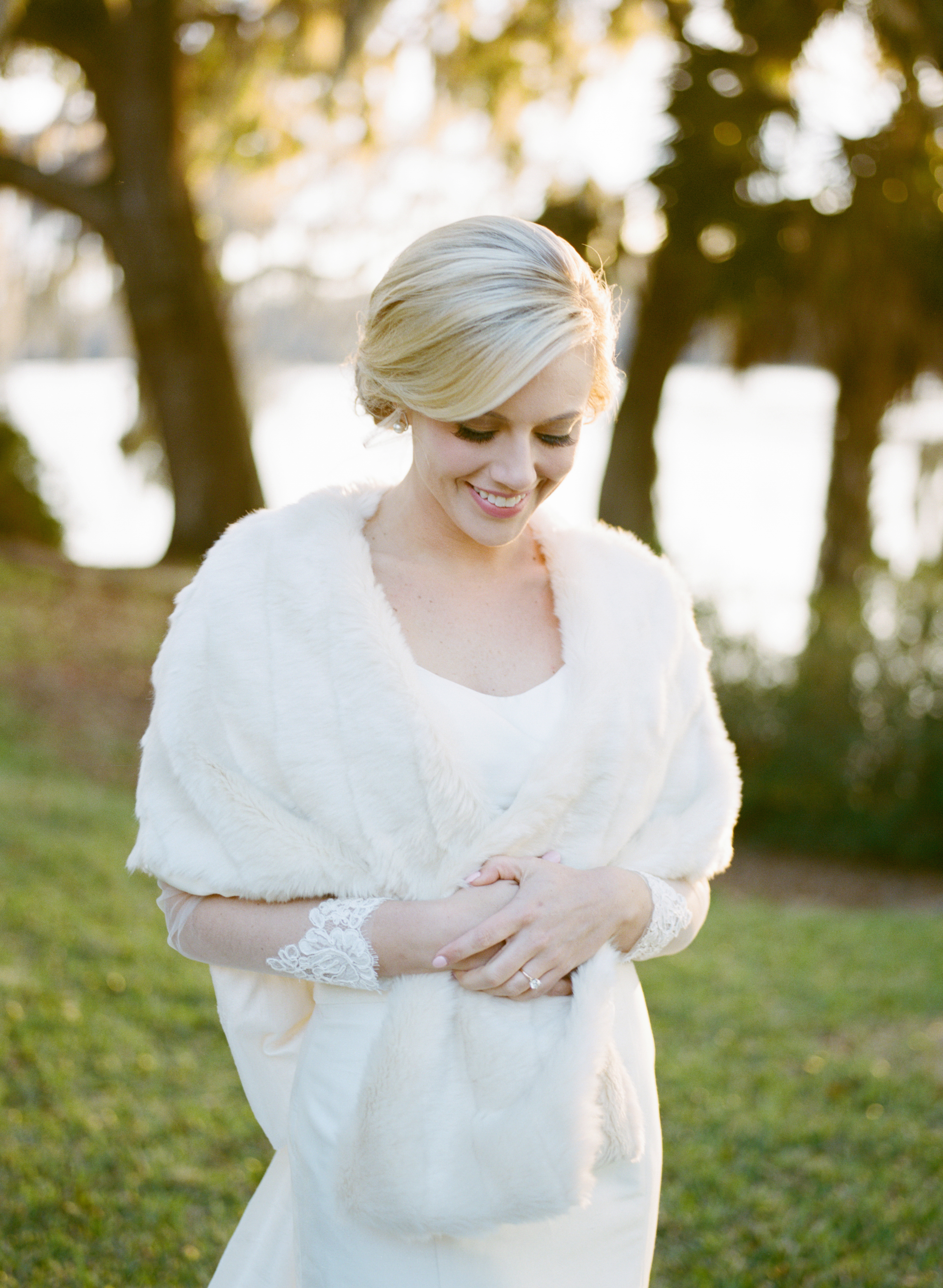 southern wedding traditions bride with shawl photo