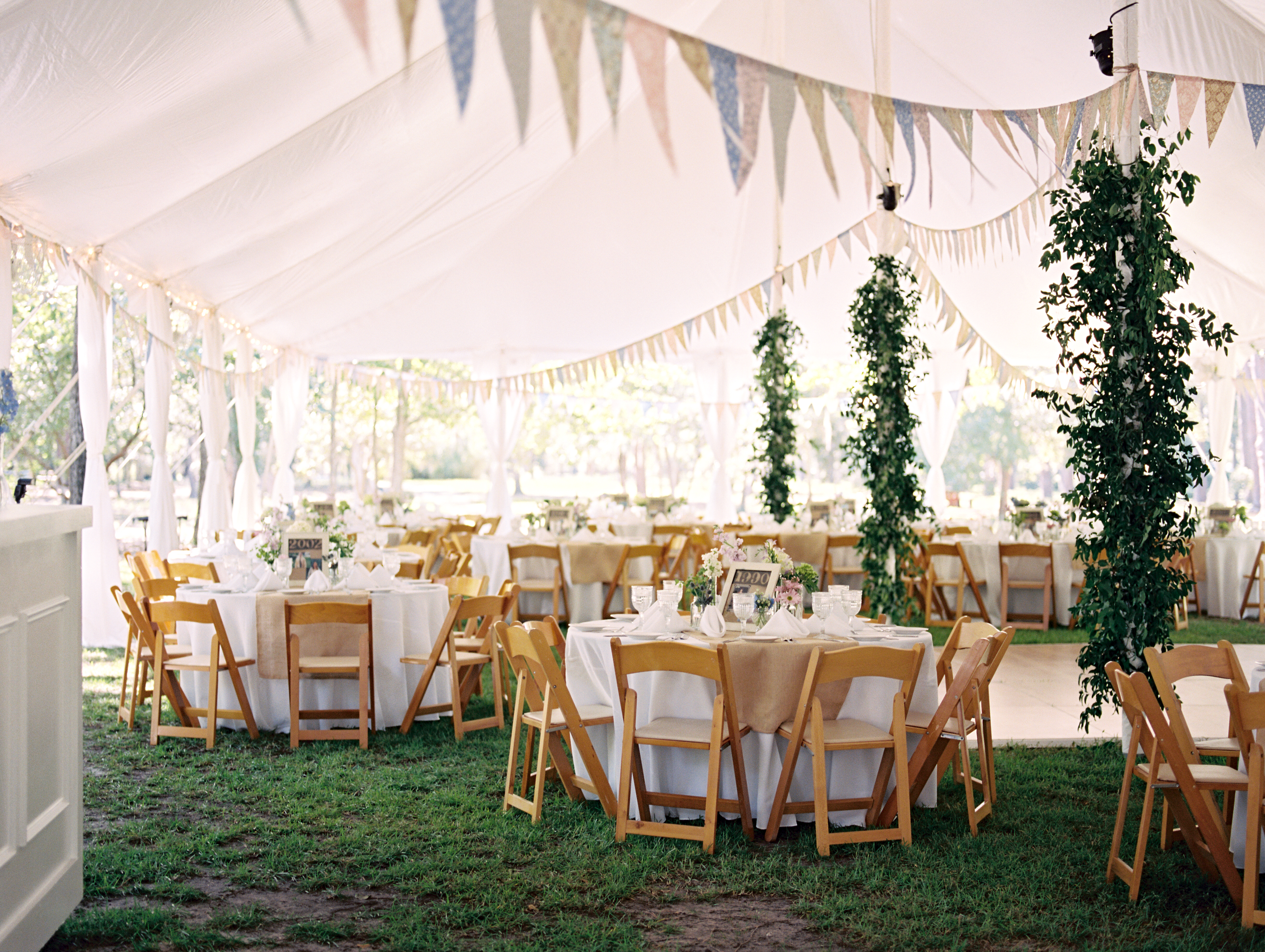 southern wedding traditions lunch tables in tent photo