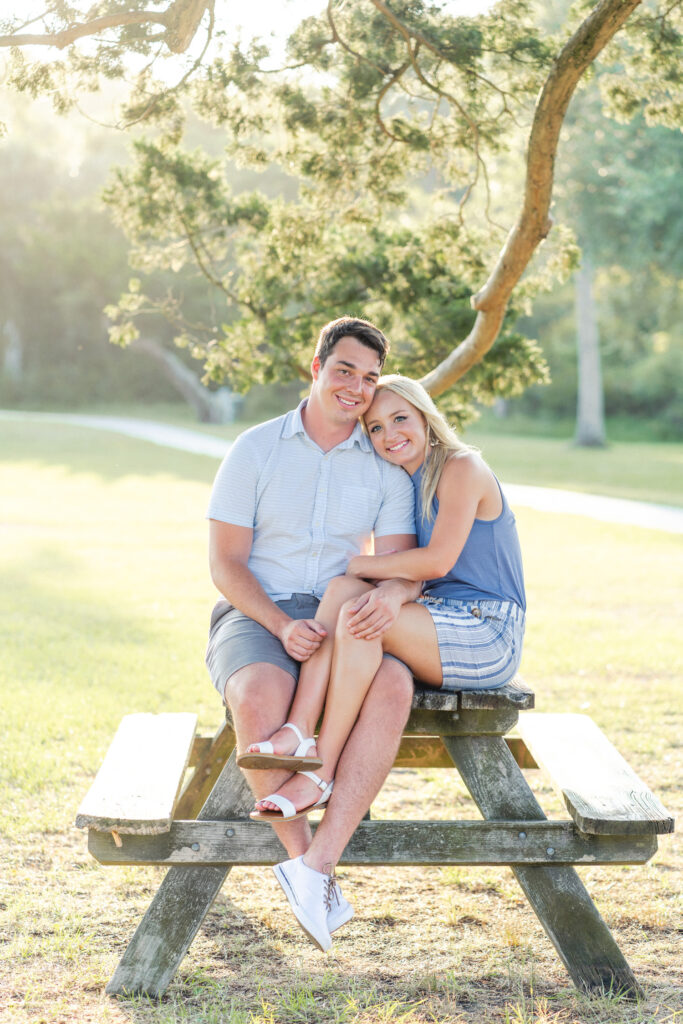 sunset Engagement Photos at Huntington beach state park in Pawleys Island by myrtle beach wedding photographer gillian claire