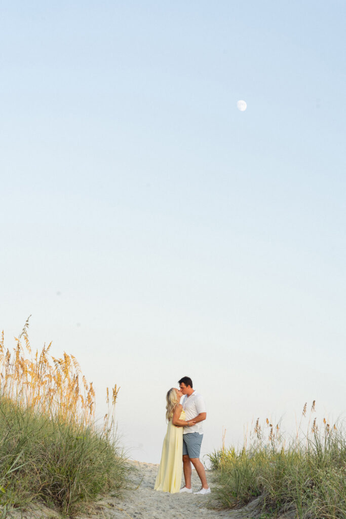 sunset Engagement Photos at Huntington beach state park in Pawleys Island by myrtle beach wedding photographer gillian claire