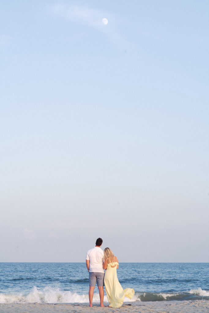 sunset Engagement Photos at Huntington beach state park in Pawleys Island by myrtle beach wedding photographer gillian claire