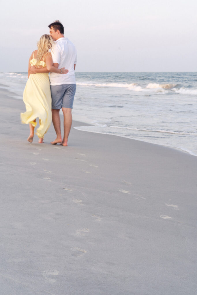 sunset Engagement Photos at Huntington beach state park in Pawleys Island by myrtle beach wedding photographer gillian claire