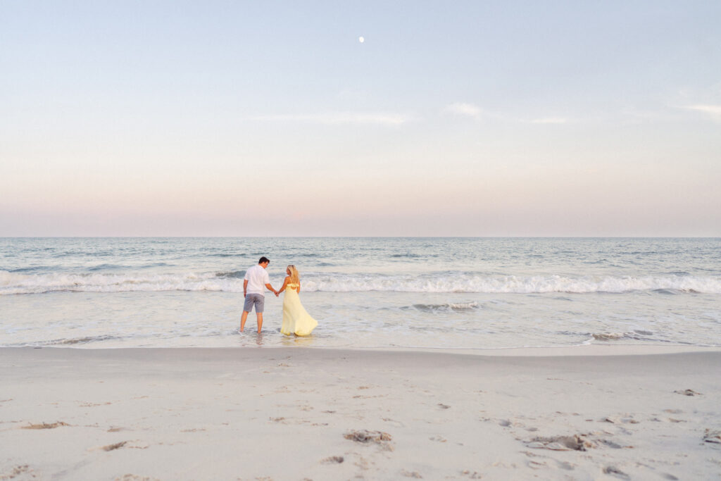 sunset Engagement Photos at Huntington beach state park in Pawleys Island by myrtle beach wedding photographer gillian claire