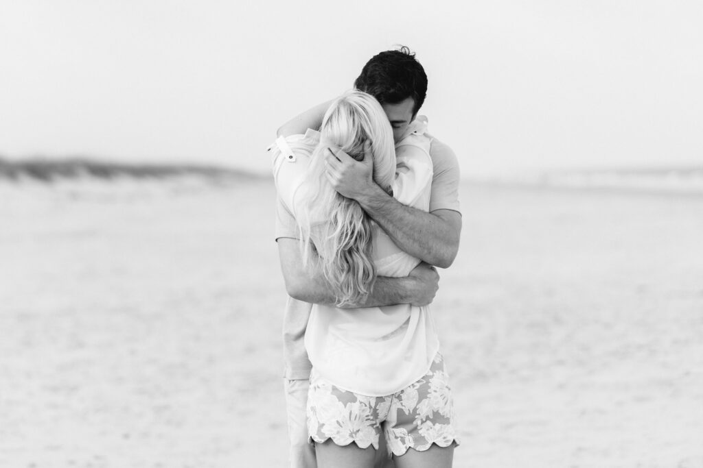 black and white engagement photo by Myrtle Beach wedding photographer gillian claire