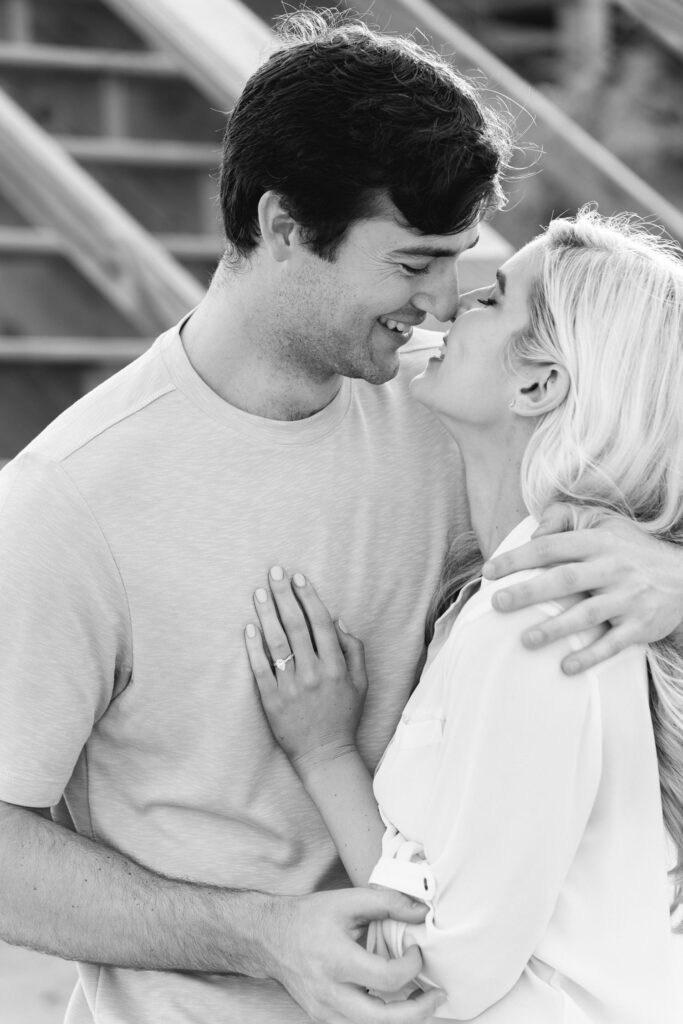black and white engagement photo by Myrtle Beach wedding photographer gillian claire