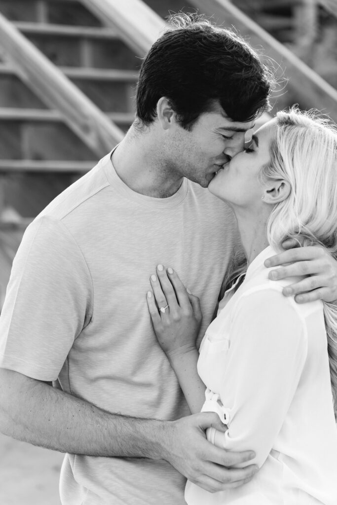 black and white engagement photo by Myrtle Beach wedding photographer gillian claire