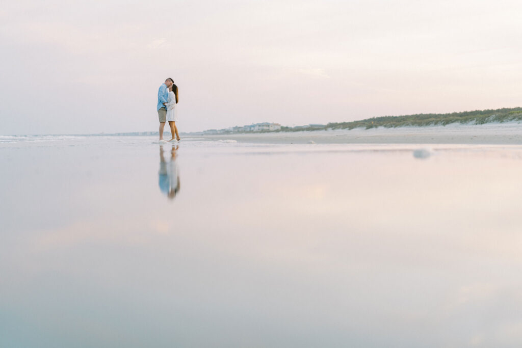 sunset beach engagement session at huntington beach state park by gillian claire