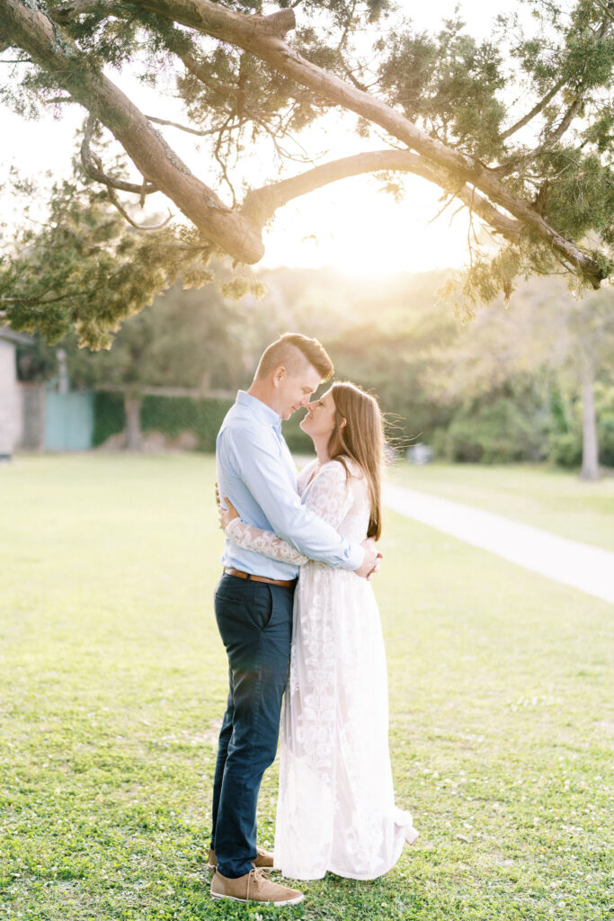 sunset engagement session at huntington beach state park by gillian claire