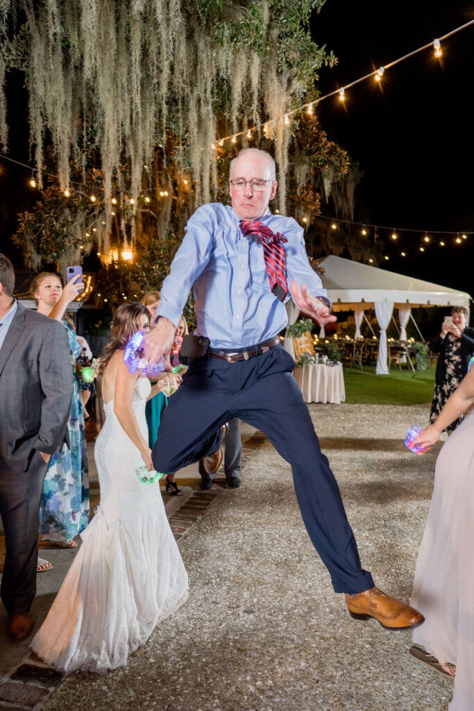 man dancing at wedding reception at Caledonia plantation