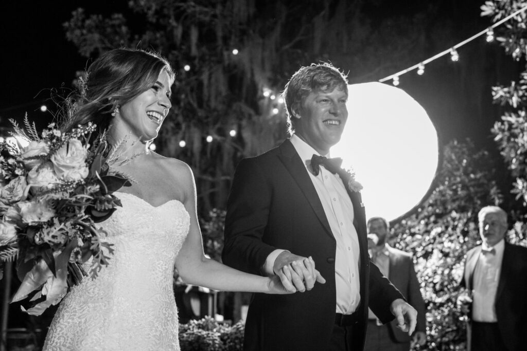 bride and groom grand entrance at caledonia plantation