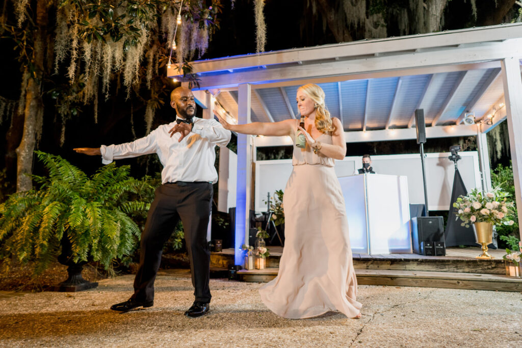 guests dancing to DJ Scott and company at caledonia plantation