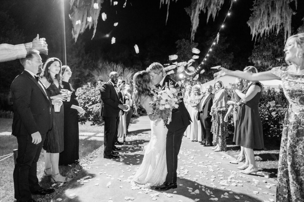 bride and groom grand exit at Caledonia plantation